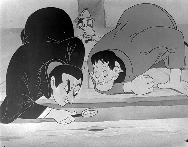 Gandy Goose encounters Dracula and Frankenstein in  "G-Man Jitters" (1939)