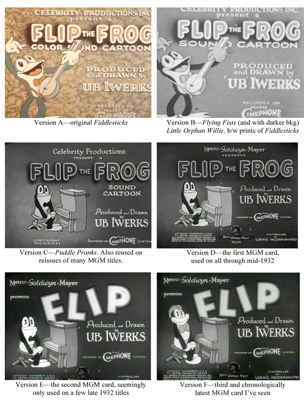 Flip the Frog title card chronology