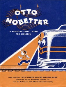 The Sheet music to Otto Nobetter.  This was issued to schools for later class or all school sing-a-longs.  Notice how, unlike the souvenir booklet, the Ted Eshbaugh Studios has a credit on the cover.