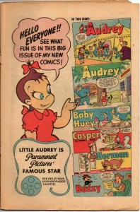 The contents page from Little Audrey #25