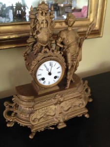 An antique clock previously owned by John and Grace Foster