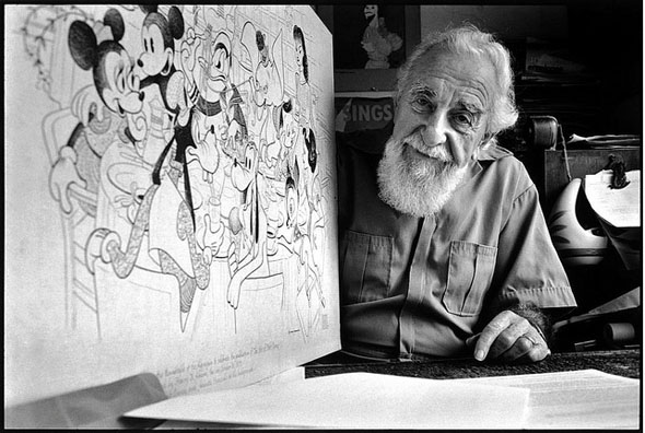 Al Hirschfeld with a caricature of Walt Disney and his most famous creations. (click to see the print full size)