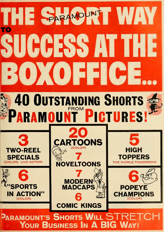 The annual Paramount Shorts trade announcement from BOXOFFICE magazine 11/26/62