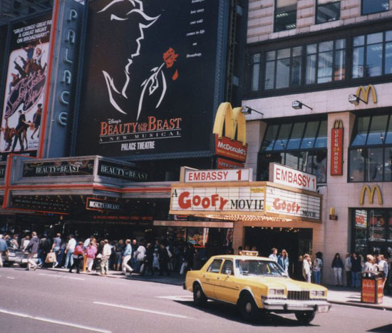 Our editor snapped this photo of "The Goofy Movie" when it opened in Times Square in April 1995. 