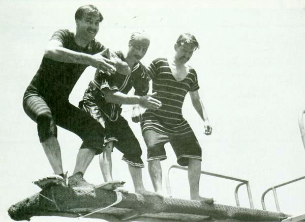 Left to right: Jack Dunham, Joe Rinaldi and Curt Perkins at Nasconian Club - Disney's "Snow White" party, 1938