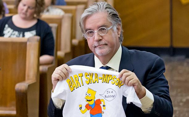 Matt Groening holds up some bootleg Bart merchandise in a recent episode of "Portlandia" - http://www.hulu.com/watch/745151