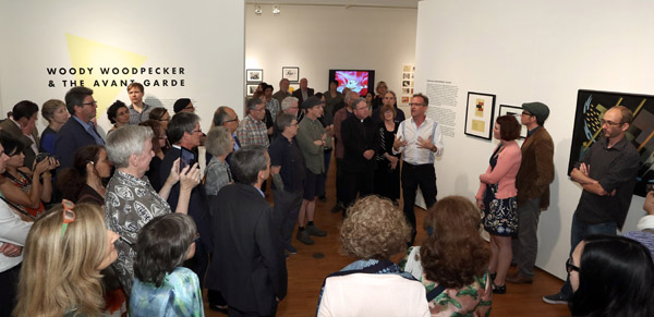 Tom Klein addresses the crowd at the opening of his LMU exhibit (click to enlarge)