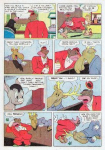 First appearance of Mooseface, in Our Gang #31 (February 1947). Script by Gil Turner, art by Carl Barks. Click to enlarge.