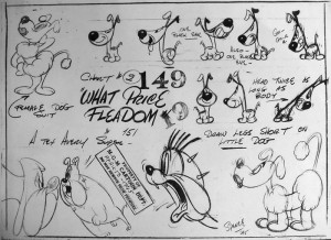 Irv Spence model sheet for Tex Avery's HOUND HUNTERS (1947). (click to enlarge)