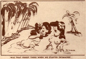 A rare Rod Scribner print magazine cartoon - from the January 1945 edition of "Service Ribbin" a series of special publications for the military published by Motion Picture Screen Cartoonists Union. (click to enlarge)
