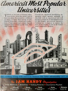 An ad showcasing the Jam Handy Organization cinematic approach to industrial film productions for sponsored film productions shown in theaters.